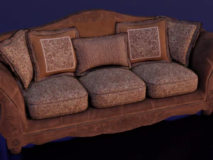 सोफा लो पॉली गेमरेडी 3D मॉडल