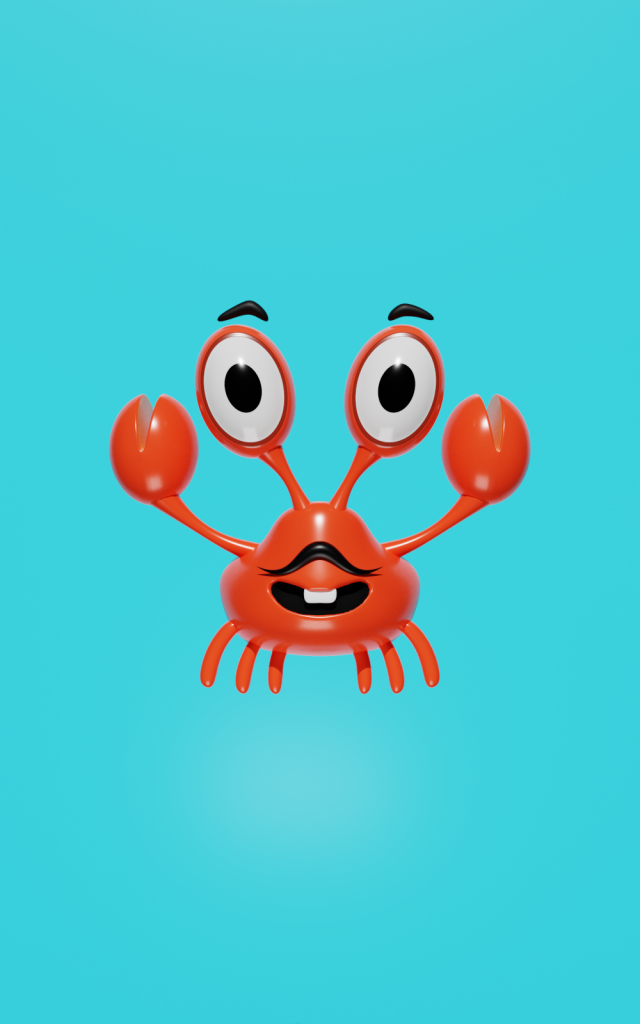 happy crab 3D Model .c4d .max .obj .3ds .fbx .stl .blend 