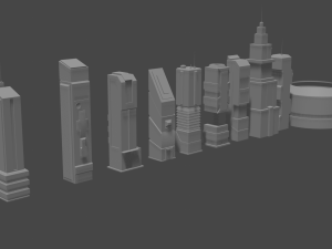 low - poly set of towers 3D मॉडल