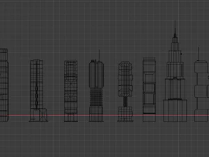low - poly set of towers 3D Model