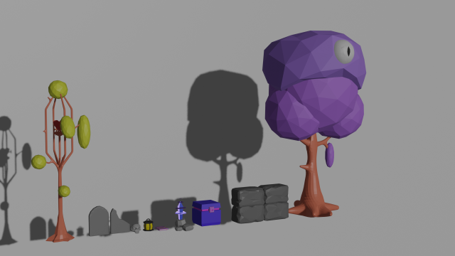 a set of low-poly items low-poly 3D Model .c4d .max .obj .3ds .fbx .stl .blend 