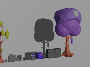 a set of low-poly items low-poly 3D मॉडल