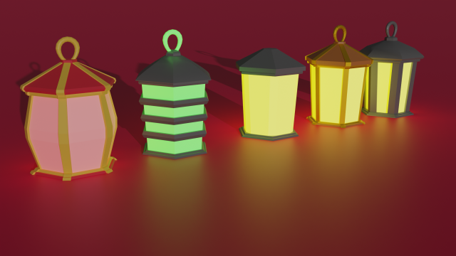 A set of low-poly lights 3D 模型 .c4d .max .obj .3ds .fbx .stl .blend 