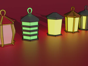 A set of low-poly lights 3D Model