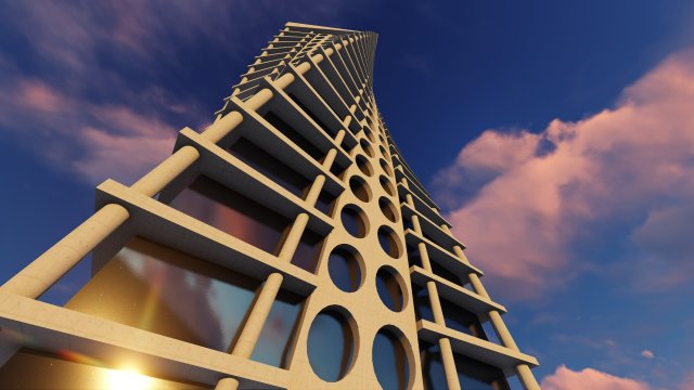 Twisted tower Model 3D .c4d .max .obj .3ds .fbx .stl .blend 