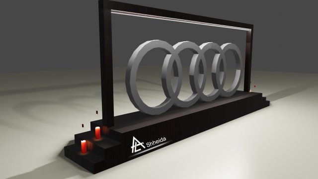 Audi Logo 3D Модель .c4d .max .obj .3ds .fbx .stl .blend 