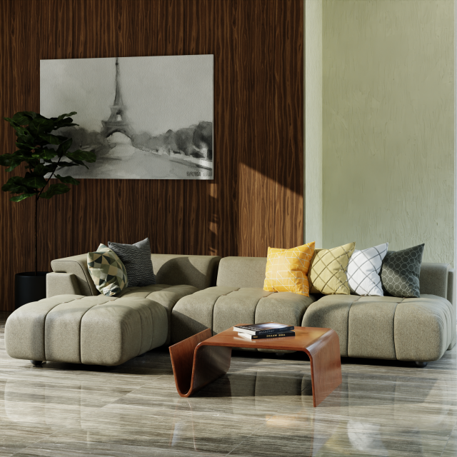 photorealistic living room in native blend file 3D-Modell .c4d .max .obj .3ds .fbx .stl .blend 