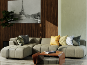 photorealistic living room in native blend file 3D 模型