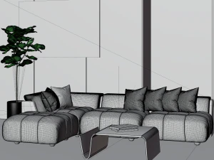 photorealistic living room in native blend file 3D Model