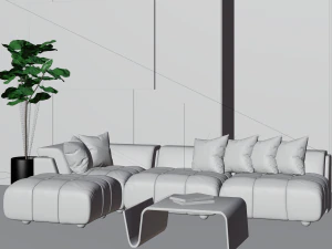 photorealistic living room in native blend file 3D Model