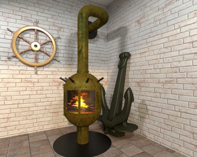 stove fireplace mine 3D Модель .c4d .max .obj .3ds .fbx .stl .blend 
