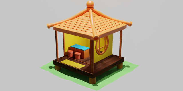 lowpolli cafe 3D 模型 .c4d .max .obj .3ds .fbx .stl .blend 