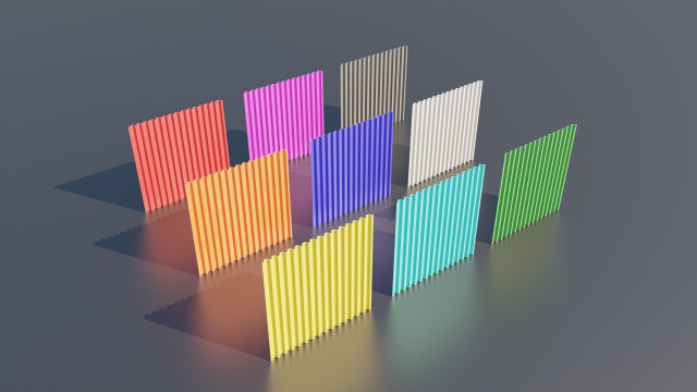 low poly metal fence 9 color options 3Dモデル .c4d .max .obj .3ds .fbx .stl .blend 