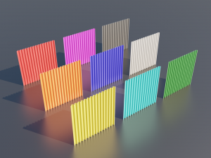 low poly metal fence 9 color options 3D 模型