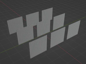 low poly metal fence 9 color options 3D Model