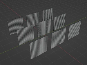 low poly metal fence 9 color options 3D Model
