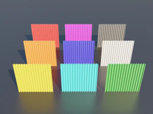 low poly metal fence 9 color options 3D Model