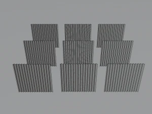 low poly metal fence 9 color options 3D Model