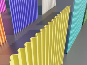 low poly metal fence 9 color options 3D Model