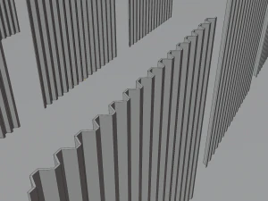 low poly metal fence 9 color options 3D Model
