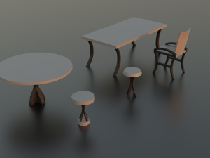 collection of minimalistic low-poly furniture 3D Model