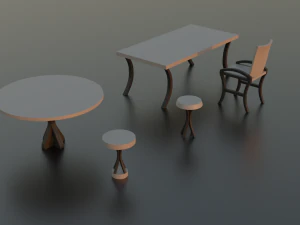 ミニマルなローポリ家具のコレクション 3Dモデル