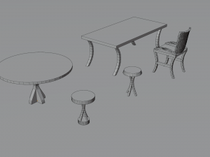 collection of minimalistic low-poly furniture 3D Model