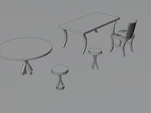 cole&ccedil;&atilde;o de m&oacute;veis minimalistas de baixo poli Modelo 3D