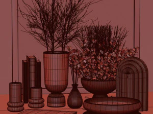 decorative set 001- plants set 3D Model