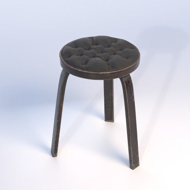 Old dark chair on three legs Modelo 3D .c4d .max .obj .3ds .fbx .stl .blend 