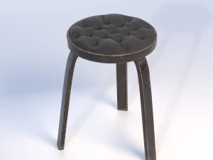 Old dark chair on three legs 3D Model