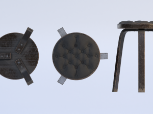 Old dark chair on three legs Modelo 3D