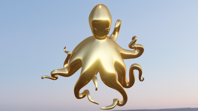 golden octopus Modelo 3D .c4d .max .obj .3ds .fbx .stl .blend 