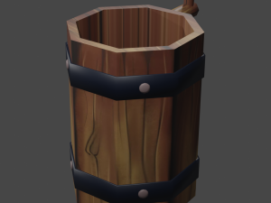 a model of a stylized wooden mug 3D 模型