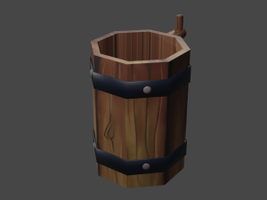 a model of a stylized wooden mug 3D Model