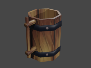 a model of a stylized wooden mug 3D Model