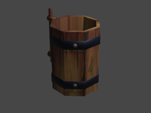 a model of a stylized wooden mug 3D Model