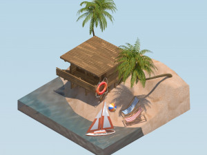 beach landscape isometric Modelo 3D