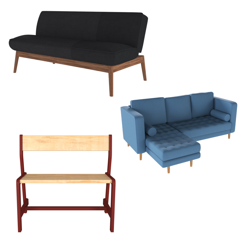 Pack of Sofa interior and bench 3D Model .c4d .max .obj .3ds .fbx .stl .blend 