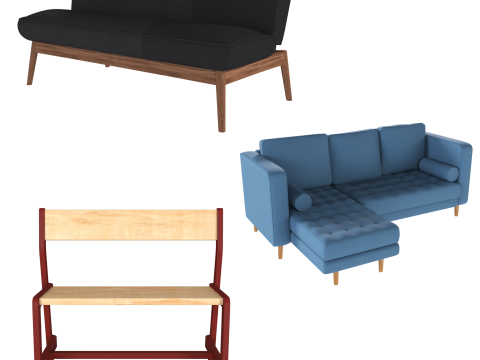 Pack of Sofa interior and bench Model 3D