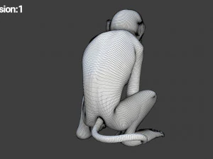 monkey fur rigged 3D Model