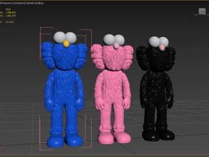 her&oacute;is do personagem de quadrinhos kaws bff Modelo 3D