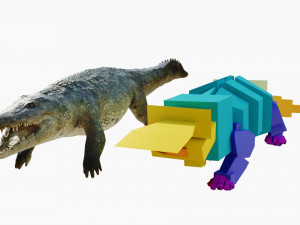 crocodile swiming rigged 3Dモデル