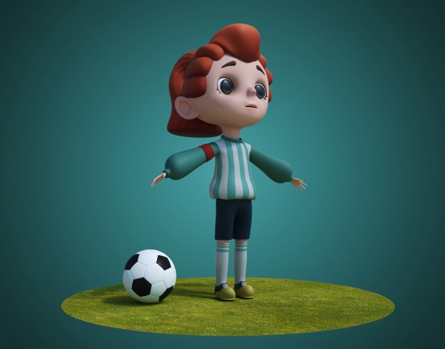 cartoon sport girl nina 3D Модель .c4d .max .obj .3ds .fbx .stl .blend 