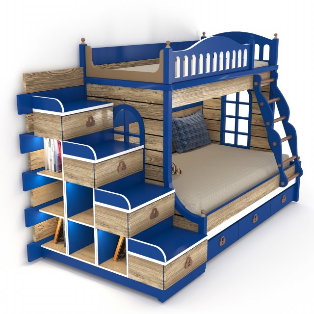 bunk bed 3D Модель .c4d .max .obj .3ds .fbx .stl .blend 