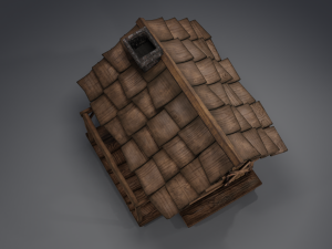 haunted wooden cabin with interior lowpoly low-poly 3D 模型