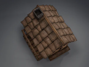 haunted wooden cabin with interior lowpoly low-poly 3D Model