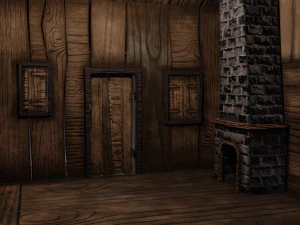 haunted wooden cabin with interior lowpoly low-poly 3D Model