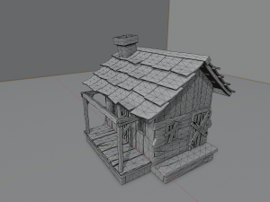 haunted wooden cabin with interior lowpoly low-poly 3D 模型