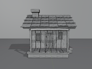 haunted wooden cabin with interior lowpoly low-poly 3D 模型